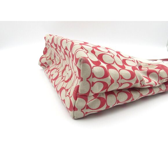 EUC Coach Signature Stripe Tote Bag Style 29426 – Khaki/Red - Picture 3 of 7